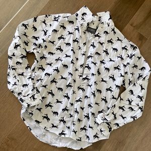Rough rider white horse western rodeo shirt, size L